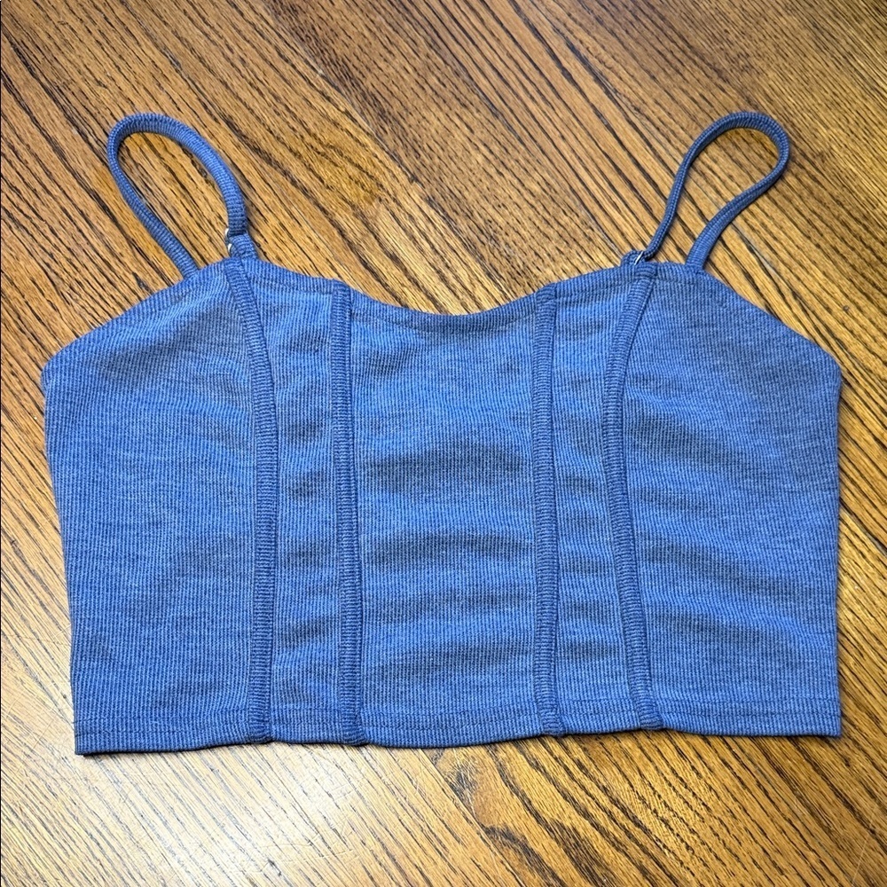 Hesperus Blue Corset Ribbed Crop Cami Tank Top Size Medium 💙